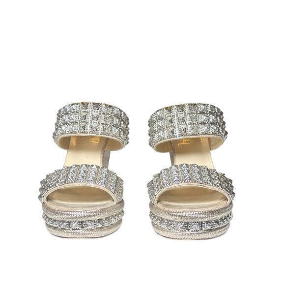 Christian Louboutin Ecu 120 Liege Pepite Studded Platform Wedge Heels Sandals 37 - Picture 3 of 8